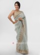 Sea Green Embroidered Border Work Saree